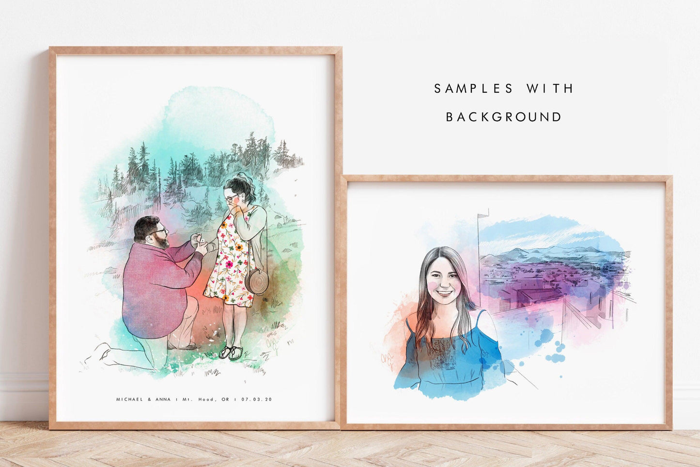 CUSTOM COUPLE PORTRAIT drawing, Watercolor portrait from photo, Custom couple portrait, Paper anniversary gift, Hand drawn portrait - MonicagonzalezArt