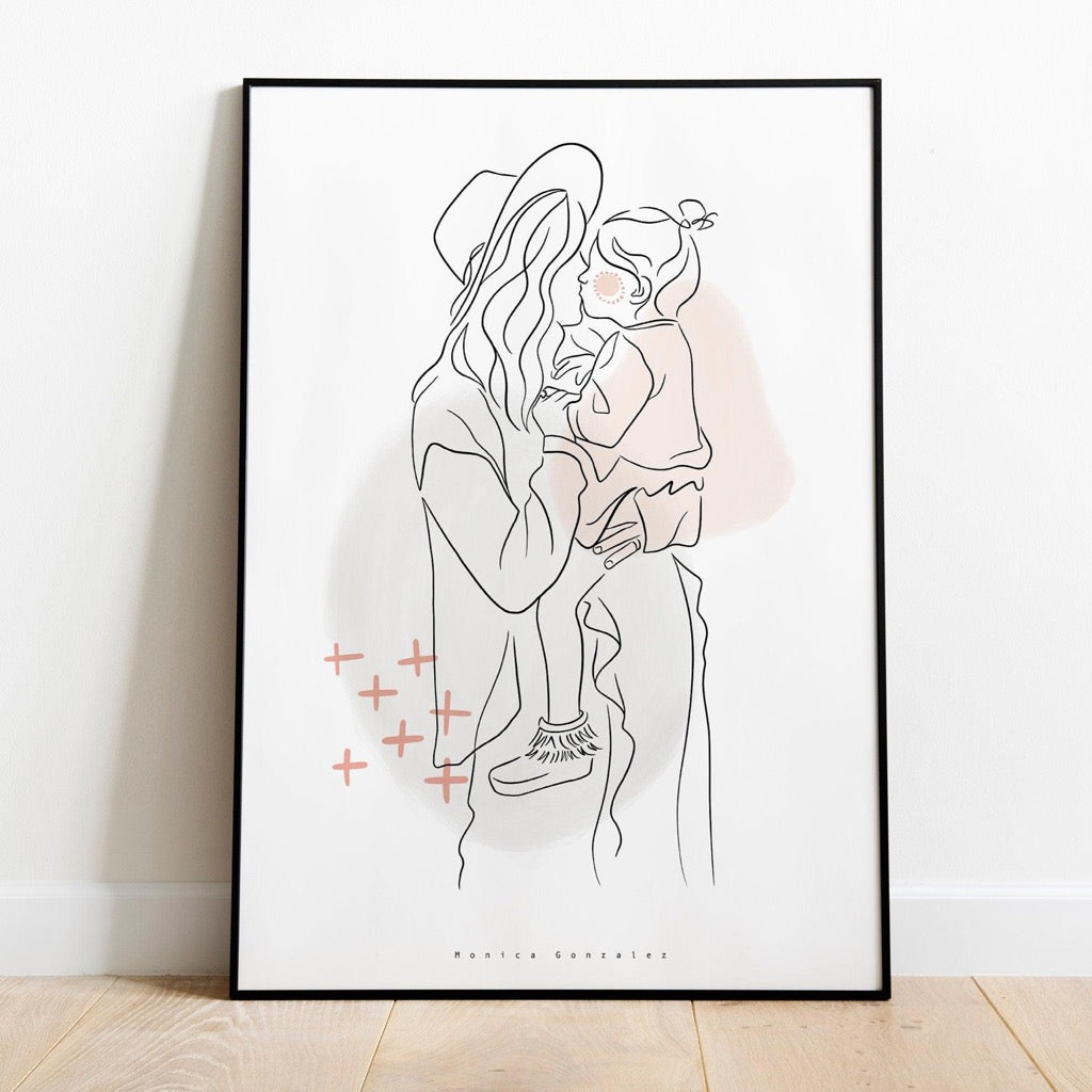 CUSTOM LINE DRAWING, Custom couple portrait, Family illustration, Personalized gift, Line art sketch, Faceless portrait, Birthday gift her - MonicagonzalezArt