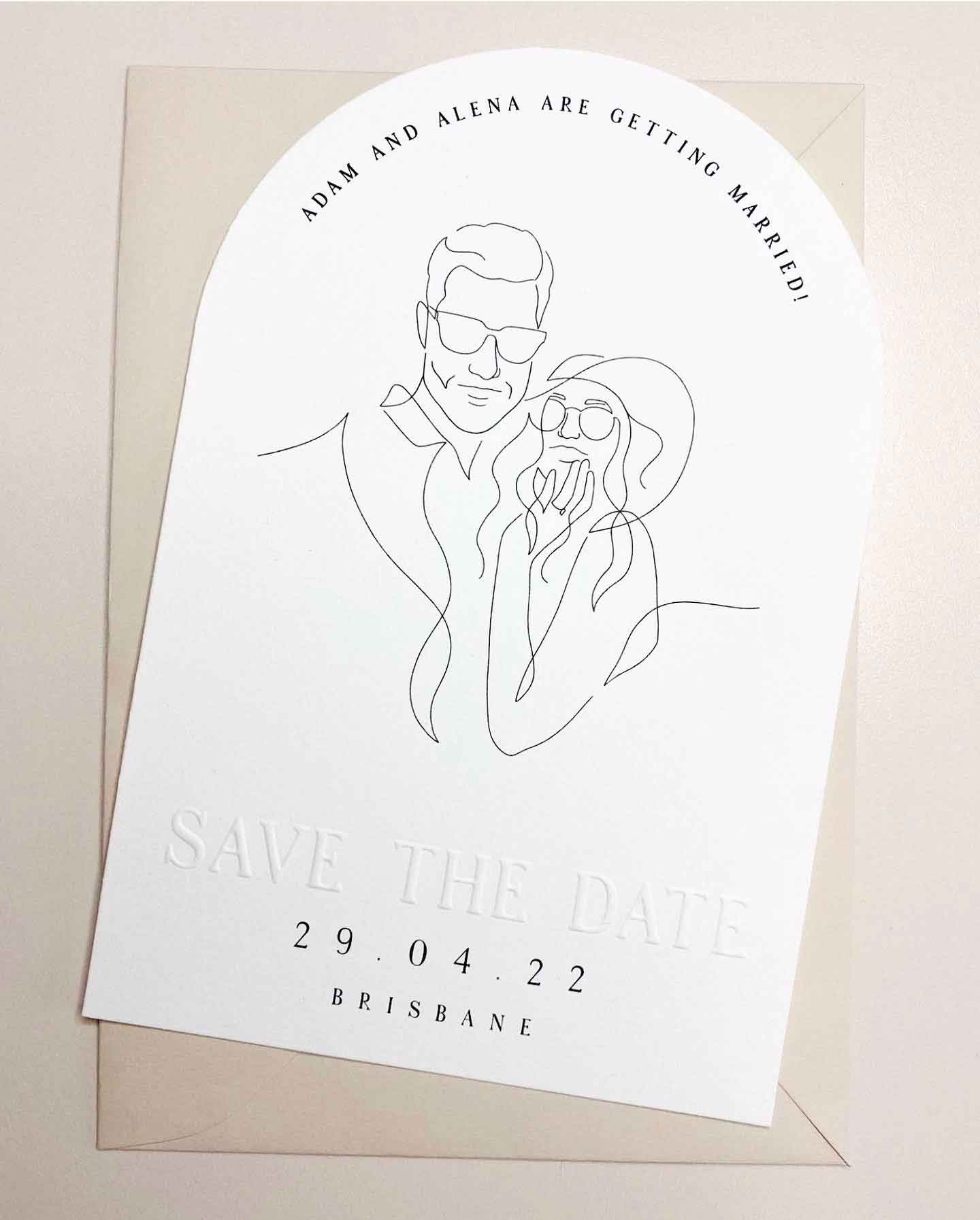 Save the date with custom line portrait