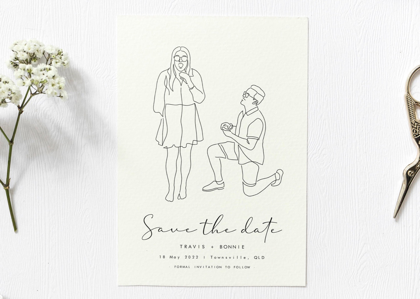 Save the Date with custom line portrait
